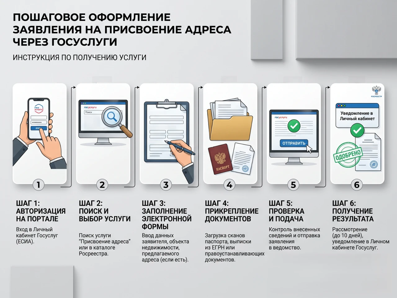 Оформление заявления на присвоение адреса через портал Госуслуг.